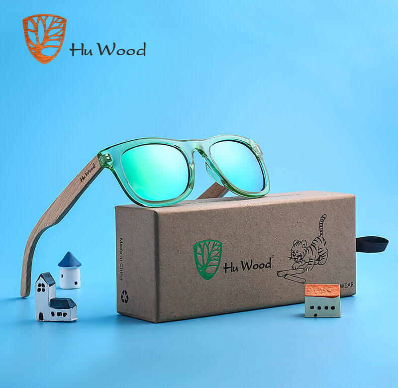 Hu Wood dětské polarizační sluneční brýle pro chlapce a dívky s recyklovanými obroučkami a rameny z bukového dřeva | 4 až 8 let
