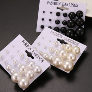 IPARAM Fashion Oversized Pearl Náušnice Korejská Černá Bílá Béžová Perlové náušnice Prohlášení Ženy Svatební šperky Dárky