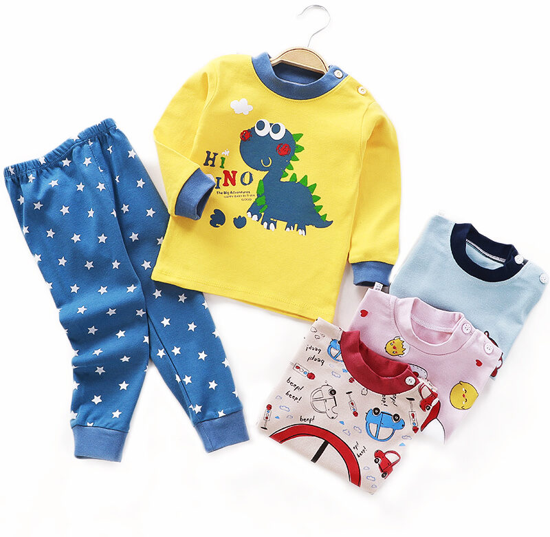 Dětské pyžamové soupravy Chlapečci Dívčí soupravy na spaní Bavlna Tričko s dlouhým rukávem + Kalhoty Soupravy Kreslené dívčí oblečení Oblečení na spaní Pyžamový oblek