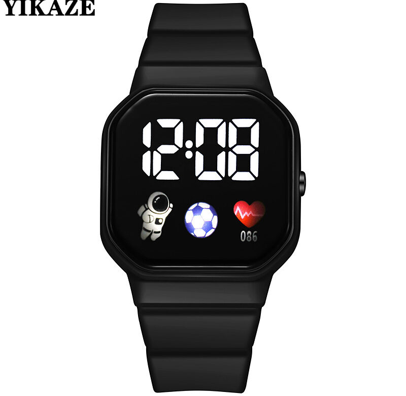 Dětské hodinky Spaceman Sportovní LED digitální hodinky Silikonový pásek Vodotěsné elektronické náramkové hodinky pro děti Chlapci Dívky Dárky