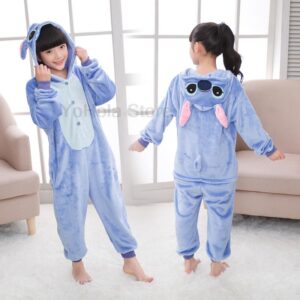 Kids Winter Stitch Onesies Dětské oblečení na spaní Kreslený overal Kigurumi Pyžamo pro chlapce Dívky Deka Sleeper Dětský kostým