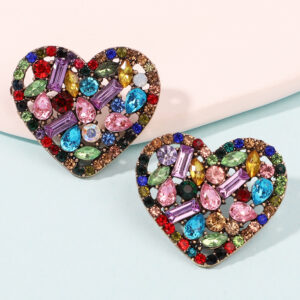 Korejské módní srdce kovové duté náušnice pro ženy dívka luxusní Bling barevné křišťálové party šperky estetické doplňky