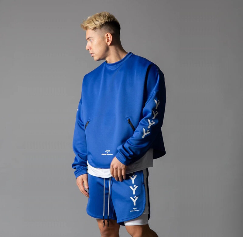 LYFT New Spring and Autumn Men’s Sports Long-sleeved Training Gym Fitness Outdoor Running Tops Men’s Fashion Casual Blue Sweater