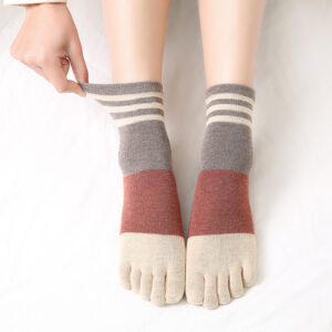 Dámské ponožky Barevné pruhované Patchworkové ponožky Ženy Bavlna Pět prstů Prodyšné Měkké Krátké ponožky Dívčí Streetwear Dropship
