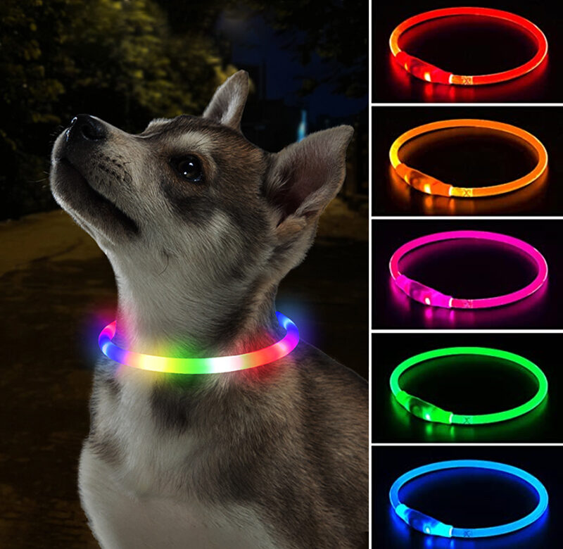 LED obojek pro psy svítící usb obojek pro kočky a psy 3 režimy svítící LED obojek proti ztrátě LED pro psy příslušenství