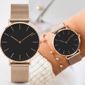 Luxusní hodinky z růžového zlata Dámské náramkové hodinky Top značky Dámské Neformální Quartz hodinky Ocelové Dámské náramkové hodinky Montre Femme Relogio
