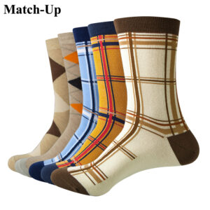 Match-Up Ležérní pánské ponožky s konečným designem Legrační ponožky Gradient Módní návrhář Styl Bavlna (5 párů / šarže)