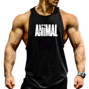 Pánská bavlněná košile bez rukávů zvíře Bodybuilding Cvičení Tílka Svaly Fitness Košile Muž Gym Skull Beast Stringer Vesta