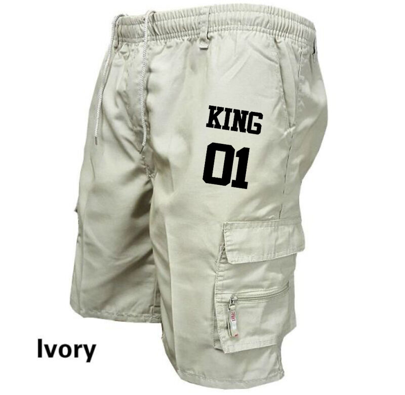 Pánské módní šortky na jogging King s potiskem Ležérní letní cargo šortky Pohodlné a prodyšné volné krátké kalhoty