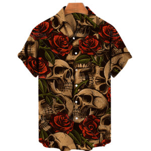 Pánská havajská košile Volný top 5xl 3d Košile s potiskem lebky Pro muže Módní košile Muži Ženy Tričko Prodyšné léto Krátký rukáv