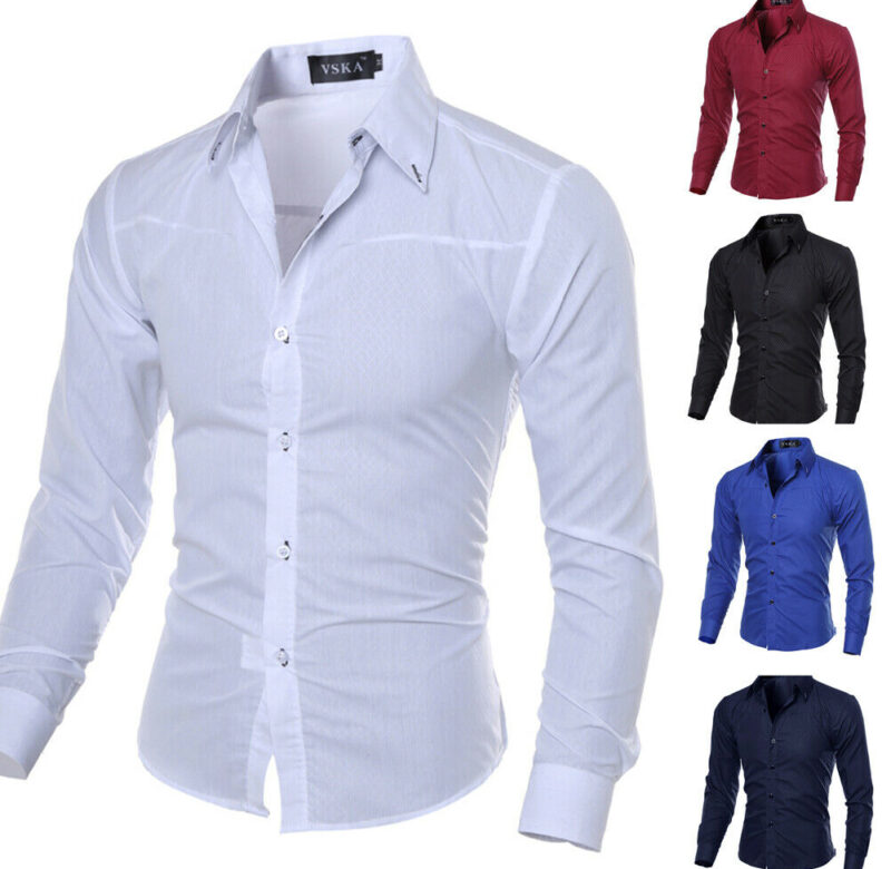 Pánská luxusní neformální formální košile s dlouhým rukávem Slim Fit Business košile Topy