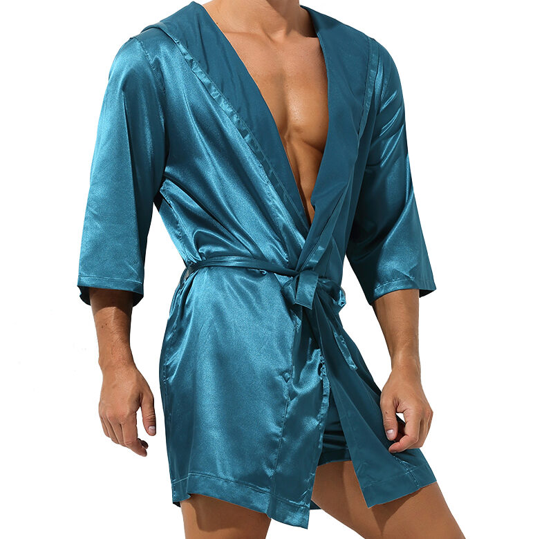 Pánské oblečení na spaní župan noční oblečení hedvábné kimono župan muži s kapucí pyžamo Szlafrok peignoir rukáv ropa sexy hombre pánské šaty