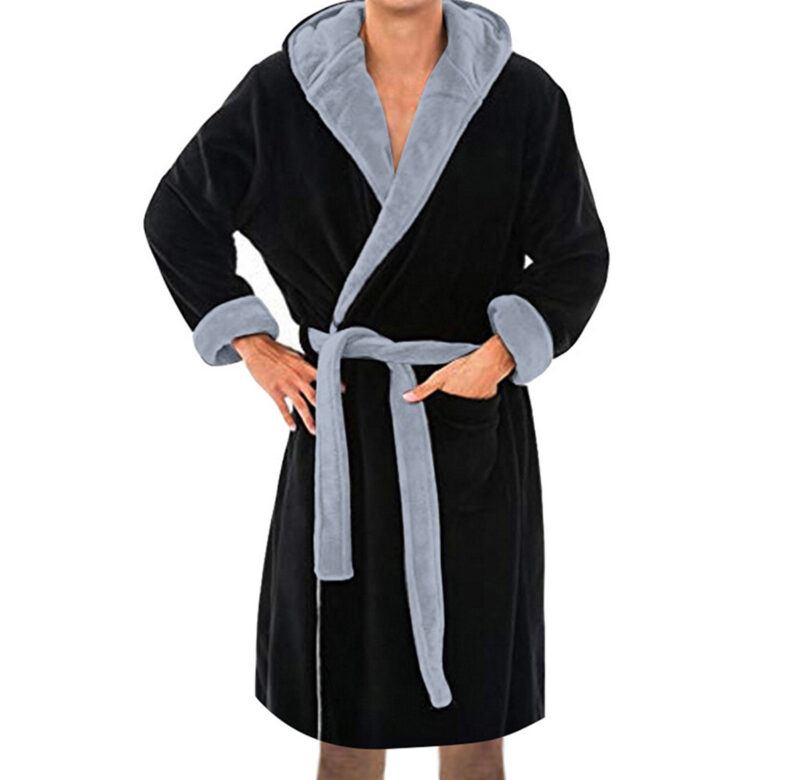 Pánské zimní zateplené dlouhé župany Milenci teplý prodloužený plyšový šátek Kimono župan Župan s dlouhým rukávem Noční košile s dlouhým rukávem Domácí oblečení