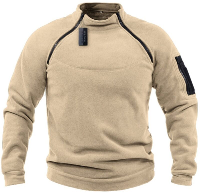 Pánský svetr volné jednobarevné outdoorové hřejivé prodyšné taktiky