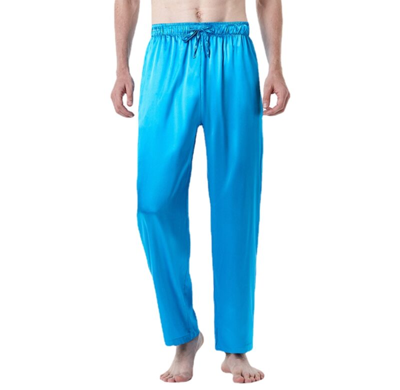 Pánské pyžamo velikosti EU pro muže Noční prádlo Dlouhé kalhoty Topy na spaní Kalhoty Tenká ledová Hedvábná pyžama Muži Pevné oblečení na spaní