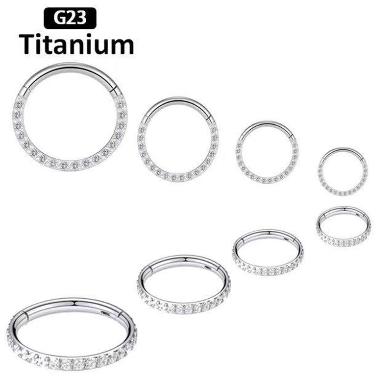 Nové G23 titanové vysoce kvalitní zirkonové kamenné prsteny s vysokým segmentem Otevřené malé septum piercingové náušnice do nosu Helix Body piercing 16G