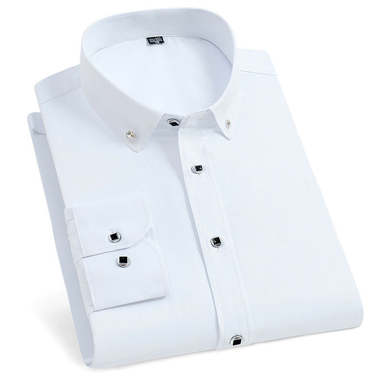 Nová pánská košile s dlouhým rukávem Pánská košile s francouzskými manžetovými knoflíčky Neformální Muž Značka Jednobarevná Bílá Modrá Námořnická košile Slim Fit s manžetou