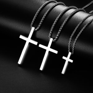 Nový náhrdelník s přívěskem kříž z nerezové oceli pro muže Ženy Minimalistické šperky Mužské Dámské náhrdelníky Obojky Stříbrná barva