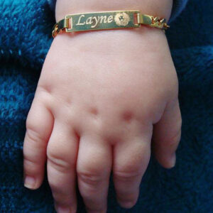 Personalizujte si náramek se jménem dítěte Figaro Řetízek Hladký náramek Zlatý tón Bez vyblednutí Bezpečné šperky 12 cm až 15 cm