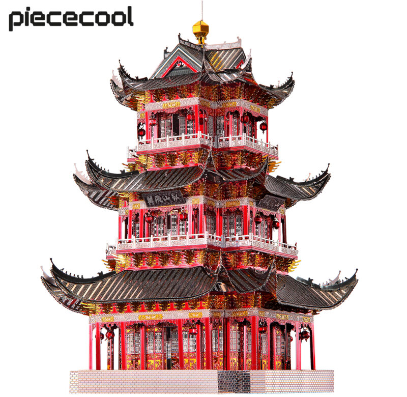 Piececool stavebnice modelů JUYUAN Tower 3D kovové puzzle sestavovací sady modelů Skládačka pro dospělé děti hlavolamy