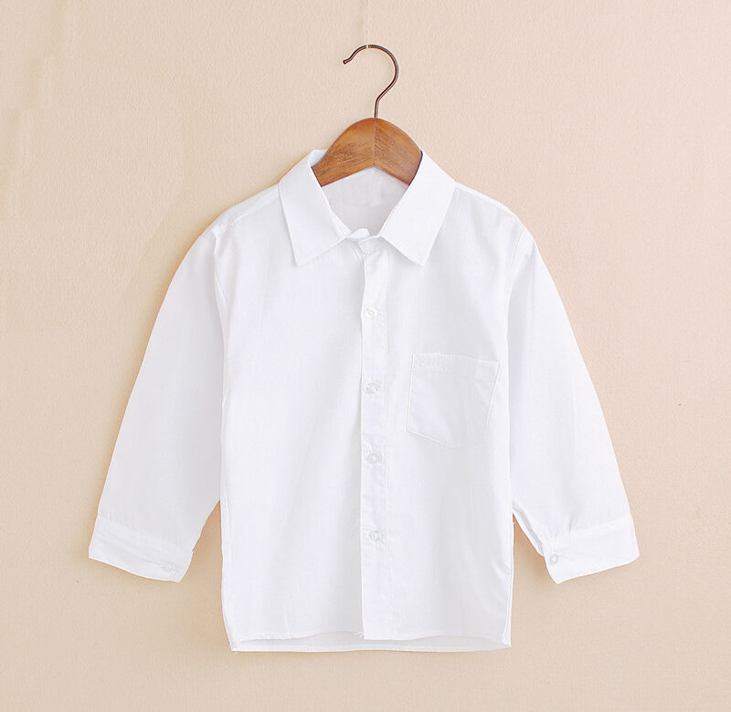 Obyčejné bílé Chlapecké Košile Dětské Oblečení Klasický Top Dětské Tričko Bavlna Dívčí mikina Pevná Studentská Uniforma