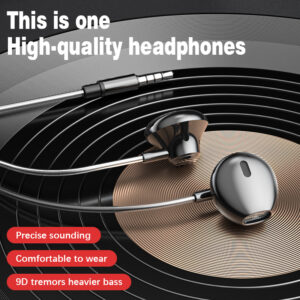 Semi-in ear kovová sluchátka, silné basy, inteligentní telefon po drátě, mobilní telefon s mikrofonem, drátová sluchátka
