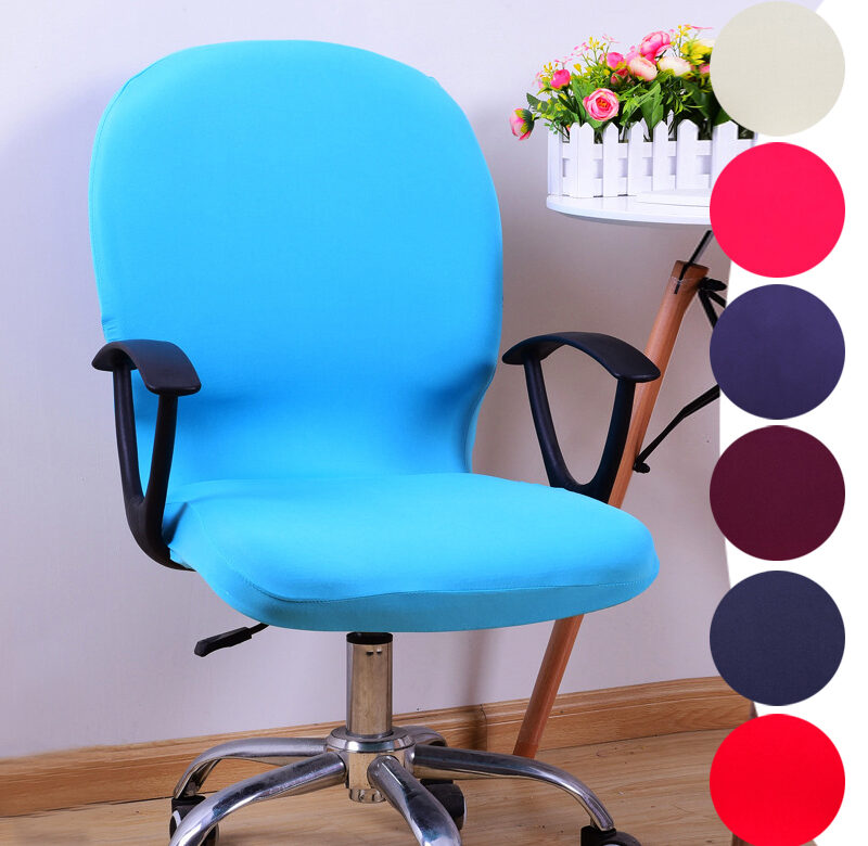 Jednobarevný elastický potah na kancelářskou židli na počítač Spandex Stretch Potah na psací stůl Potah na otočnou židli Potah na křeslo Ochranný potah na židli