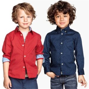 Jarní dětské košile Nová móda Jednobarevné 100% bavlna Kvalitní satén Chlapecké košile Oblečení dětské košile