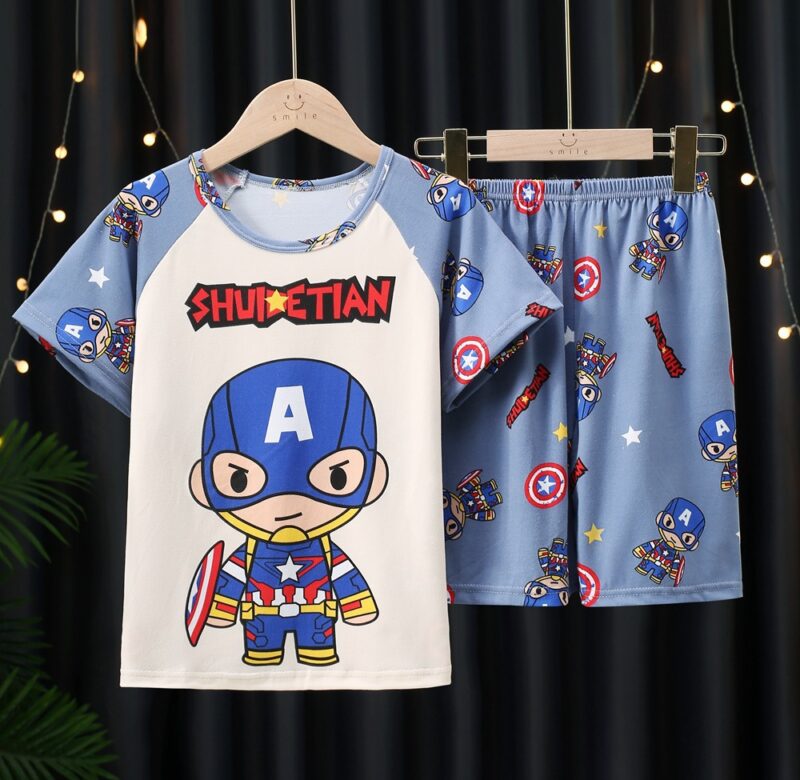 Letní dětská pyžamová souprava Tričko s krátkým rukávem Noční prádlo Děti Zvířecí noční prádlo Dětská pyžama Chlapci Spiderman Kreslená pyžama