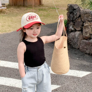 Letní dívčí vesta kojenecké tílko dětská vesta pro batolata děti oblečení móda bez rukávů žebrovaný úplet Skinny solid 1-6Y