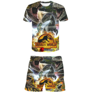 Summer Kids Jurassic World Dominion Set Chlapec Dívka Kreslený Ležérní Trička s krátkým rukávem Šortky 2ks oblek Dětské oblečení 1-14 let