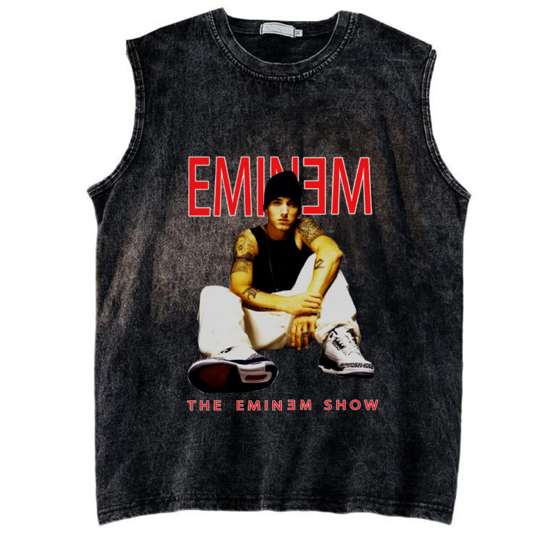Letní prané tílko Rapper Eminem Potisk Pánská trička Vintage Harajuku Tričko ze 100% bavlny Unisex Streetwear Neformální trička