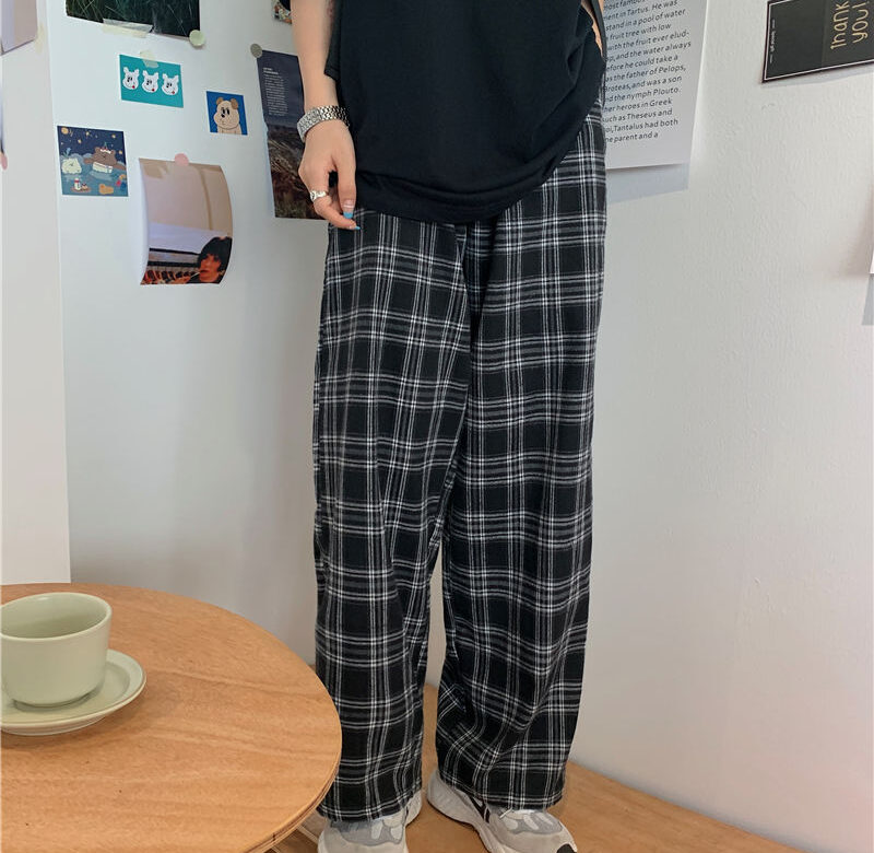 Letní/zimní kostkované kalhoty pánské S-3XL Ležérní rovné kalhoty pro muže/ženy Harajuku hip-hopové kalhoty