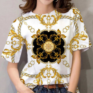 Letní dámská trička s krátkým rukávem 3D topy barokní luxusní košile značkové oblečení dámské tričko ležérní oversized triko s výstřihem