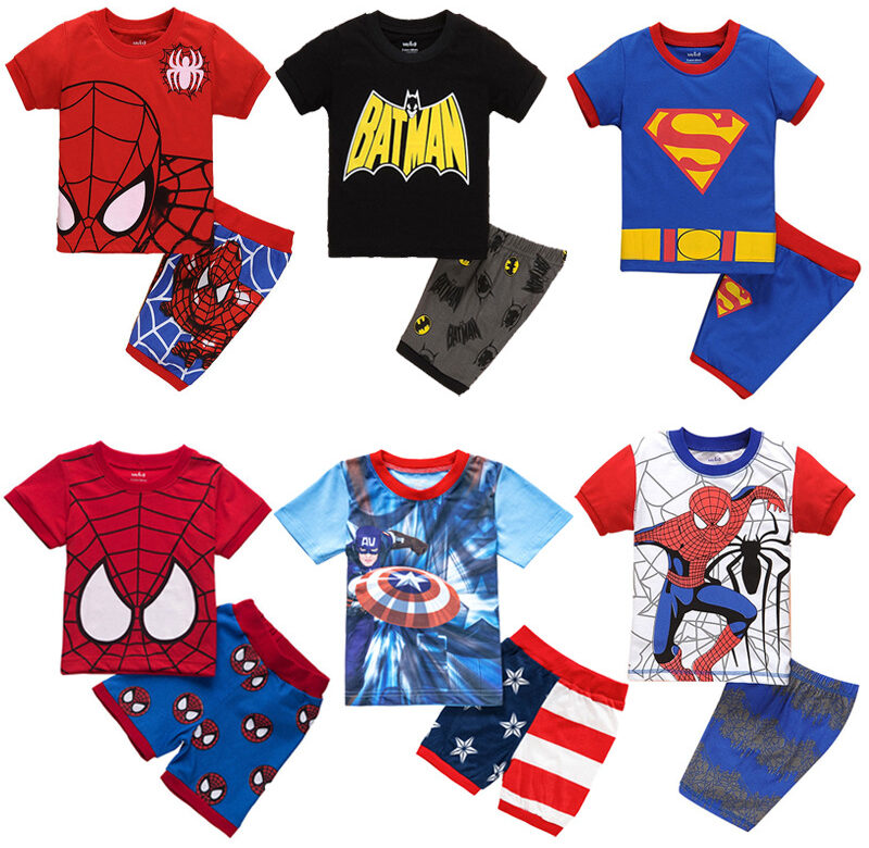 Super Hero Cartoon Boys Pyžamo Dětské bavlněné oblečení na spaní Disney Spider Pyžamové soupravy Dětská pyžama pro 2 až 7 let Chlapecké soupravy