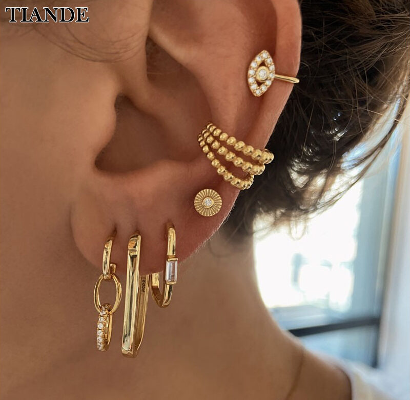 Sada zlatých náušnic TIANDE pro ženy Boho piercing do uší dámské kruhové náušnice 2022 Velkoobchod módních šperků