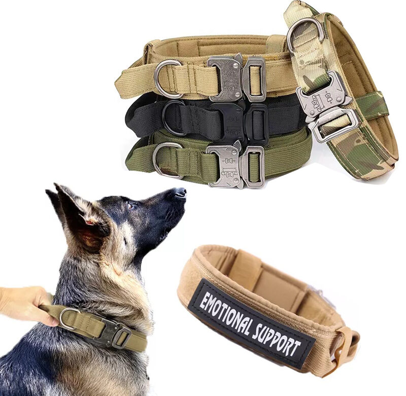 Taktický obojek pro policejního psa Military Nastavitelný Odolný Nylon Německý ovčák Pro středně velké Chůze Tréninkové Příslušenství pro domácí mazlíčky