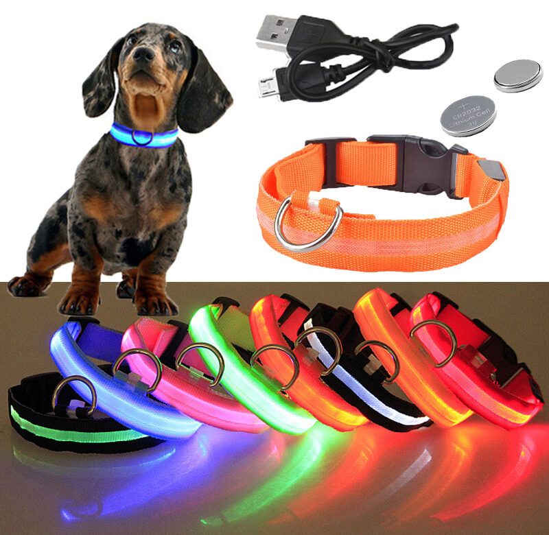 USB dobíjecí LED svítící obojek pro psy pro psy Svítící blikající náhrdelník Venkovní noční bezpečnostní potřeby