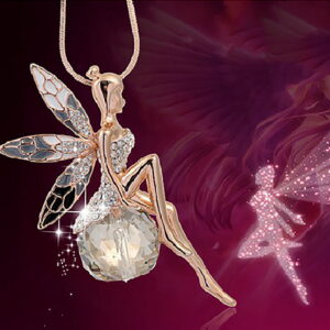 Vintage motýlí víla náhrdelník s přívěskem ženy módní svetr řetízkový náhrdelník přívěsek křišťálový náhrdelník s andělskými křídly párty šperky