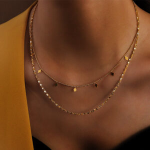 Vintage náhrdelníky Klíční řetízek Dvojité vrstvy pro ženy Nerezová ocel Minimalistická móda Vánoční dárky Šperky doplňky