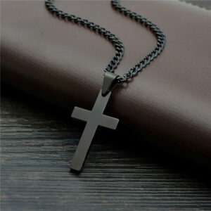 Vintage Unisex Christianity Cross Pendant Necklace Stainless Steel Chain Necklaces For Men Women Christmas Party Jewelry Set