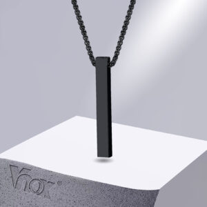Vnox 5mm sloupkový náhrdelník pro muže, ženy, nerezový 3D přívěsek s tyčí, minimalistický jednoduchý ležérní unisex límec na krk