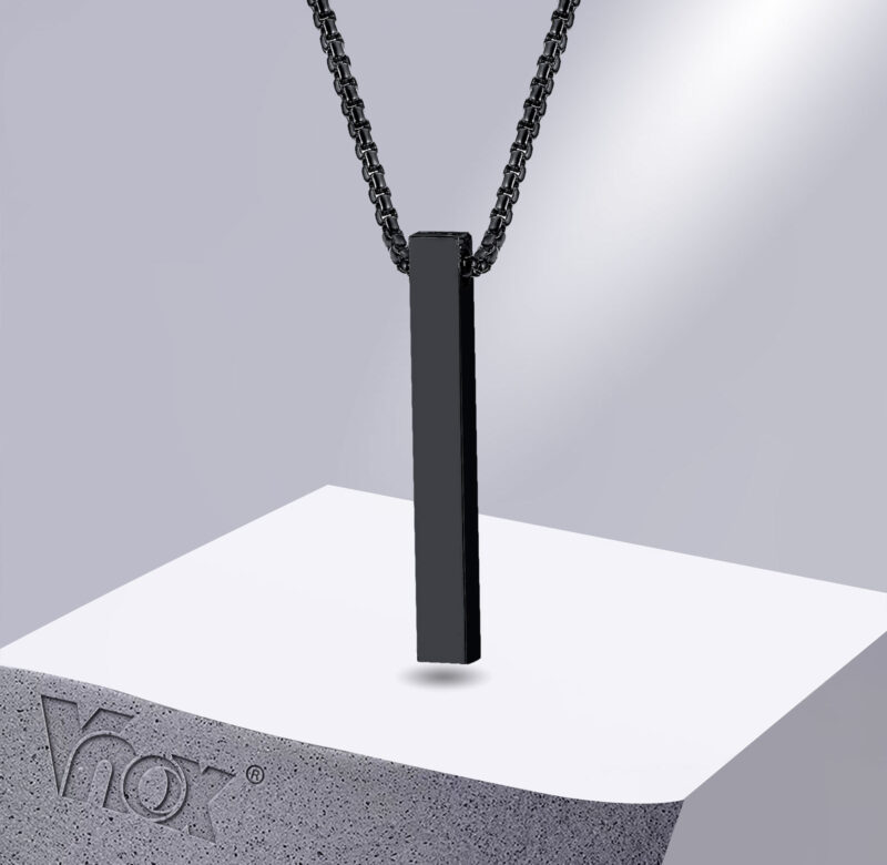 Vnox 5mm sloupkový náhrdelník pro muže, ženy, nerezový 3D přívěsek s tyčí, minimalistický jednoduchý ležérní unisex límec na krk