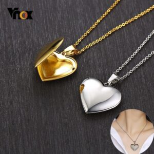 Přívěsky Vnox Light Heart Locket pro ženy Muži Otevíratelný fotorámeček Lesklý náhrdelník z nerezové oceli Family Love Collar