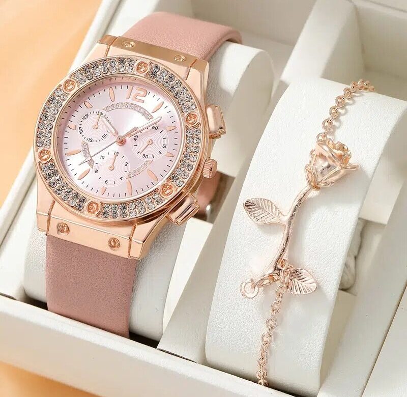 Sada hodinek Luxusní drahokamy Dámská Móda Elegantní náramkové hodinky Quartz Hodinky Pro dívku Dámské Hodiny Relogio Feminino
