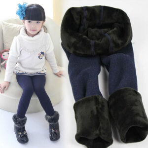 Zimní kožešina Dívčí legíny Dětské Dětské Silný teplý elastický pas Barevné bavlněné spodní kalhoty