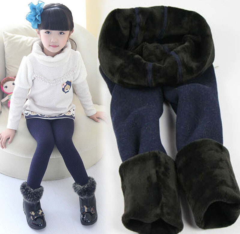 Zimní kožešina Dívčí legíny Dětské Dětské Silný teplý elastický pas Barevné bavlněné spodní kalhoty