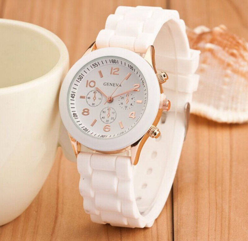 Dámské hodinky Ultratenké luxusní křemenné hodinky Módní dámské hodiny bílé silikonové náramkové hodinky