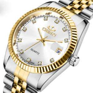 Dámské módní hodinky Quartz pro volný čas Dámské obchodní řemínek s kalendářem z nerezové oceli