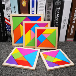 Dřevěné puzzle Tangram pro děti se 7 barevnými dílky,Vzdělávací hlavolam,Učící hračka pro chlapce a dívky, Zábavná párty